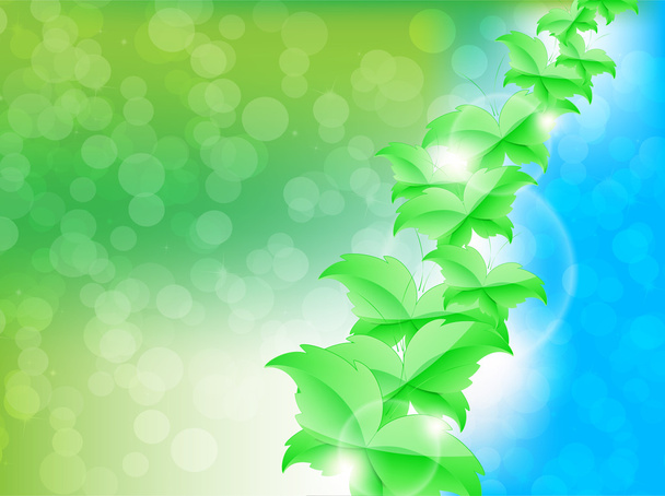 Borboletas de folha verde Fundo
 - Vetor, Imagem