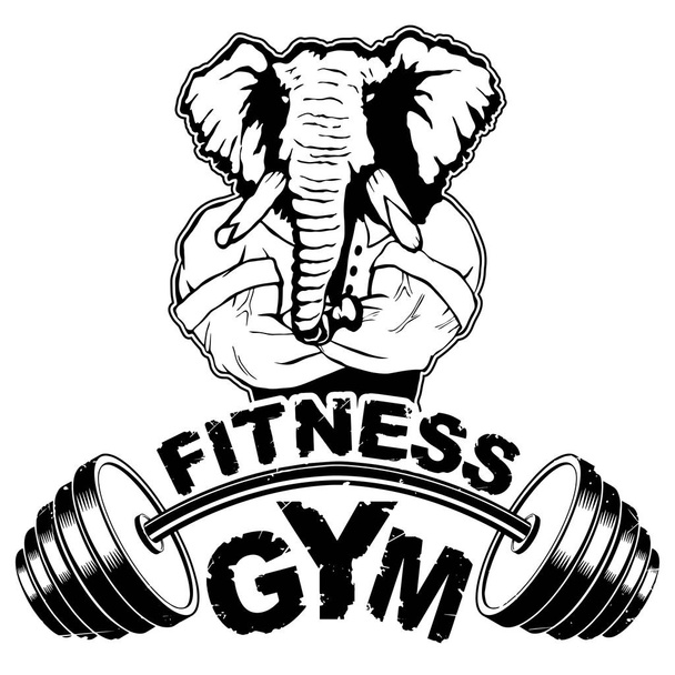 Vector design for a gym with an abstract image of a strong elephant. - Vector, Image