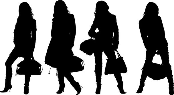 Shopping posing girls - Vector, Image