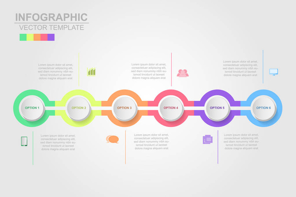 Timeline infographics design vector and marketing icons can be used for workflow layout, diagram, annual report, web design. Business concept with 6 options, steps or processes. - Vector, Image