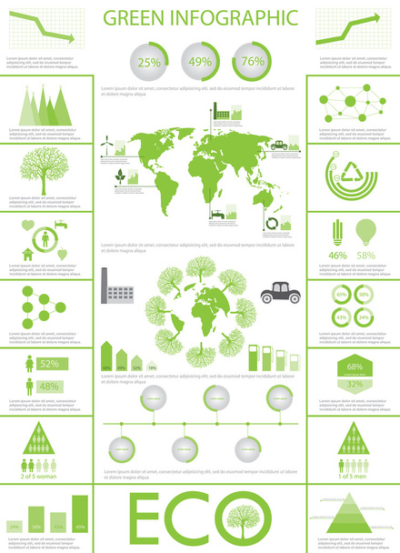 Green ecology, recycling info graphics collection - Vektor, Bild