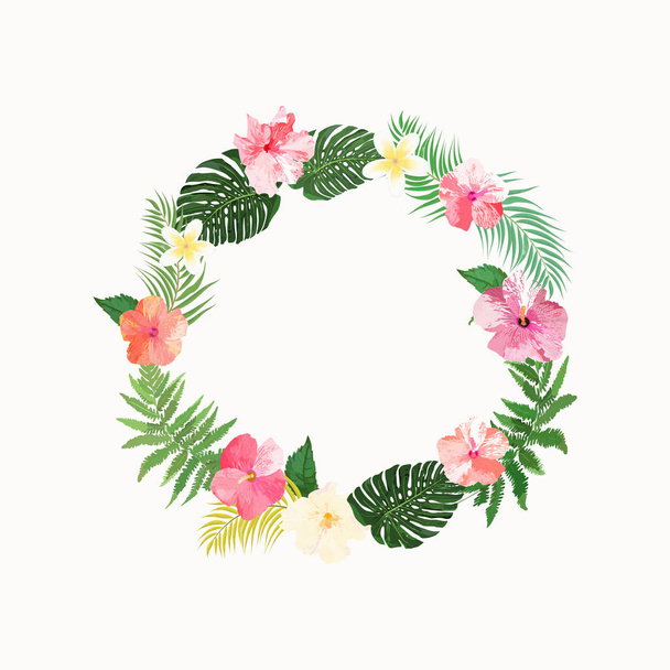 Flowers wreath. Floral tropical collection with beautiful flower - Vecteur, image