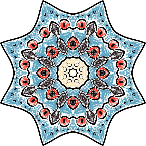 Gyönyörű mandala ornamentika stílusban hímzés öltés díszítés a fehér háttér a tervezési - Vektor, kép