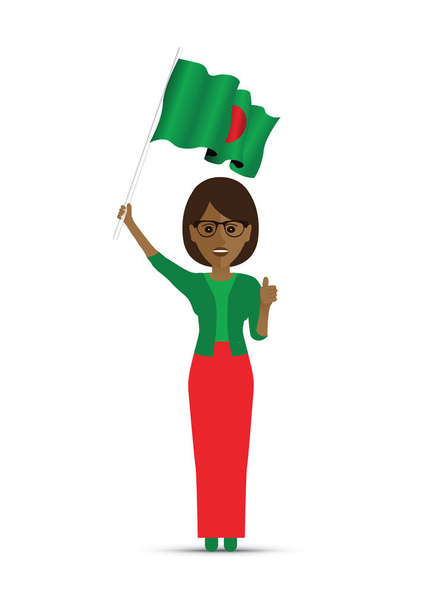 Mujer de Bangladesh ondeando una bandera
 - Vector, Imagen