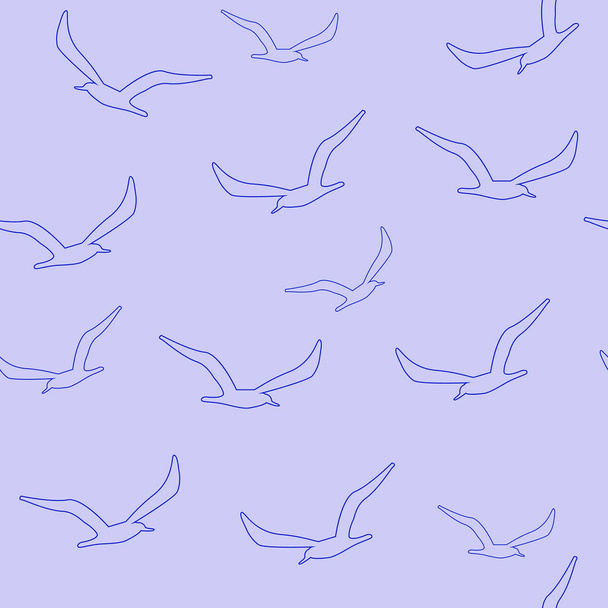 Seagulls flying seamless pattern vector - Vector, Image