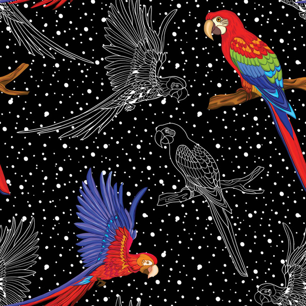 Seamless pattern, background  with birds.  Vector illustration - Vecteur, image