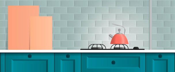 beautiful bright kitchen background. kitchen set. gradient - Vector, Image