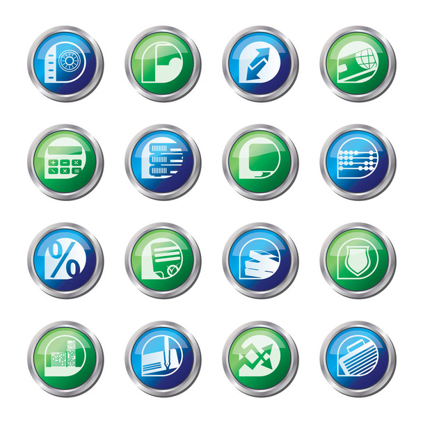 Bank, business, finance and office icons over colored background - vector icon set - Вектор, зображення