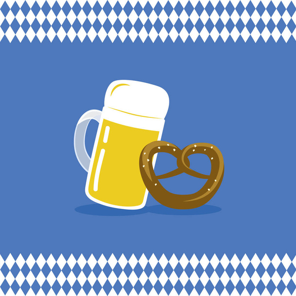 birra e pretzel con sfondo bandiera bavaria
 - Vettoriali, immagini