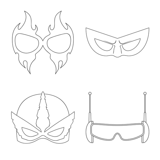 Vector illustration of hero and mask icon. Set of hero and superhero vector icon for stock. - Vektor, obrázek