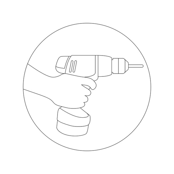 Дриль в чоловічій руці Векторні ілюстрації підкладка
  - Вектор, зображення