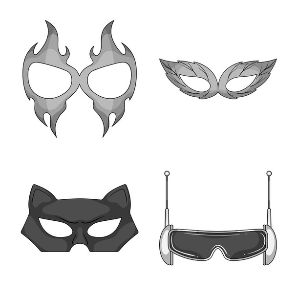 Vector design of hero and mask symbol. Set of hero and superhero stock vector illustration. - Vektor, Bild