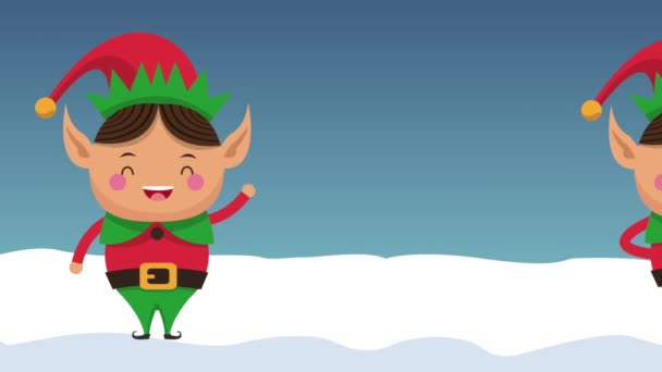 Cute elves christmas cartoons HD animation - Footage, Video