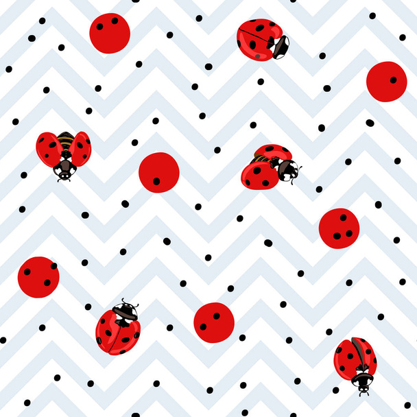 Ladybug seamless pattern, texture background. - Vektori, kuva