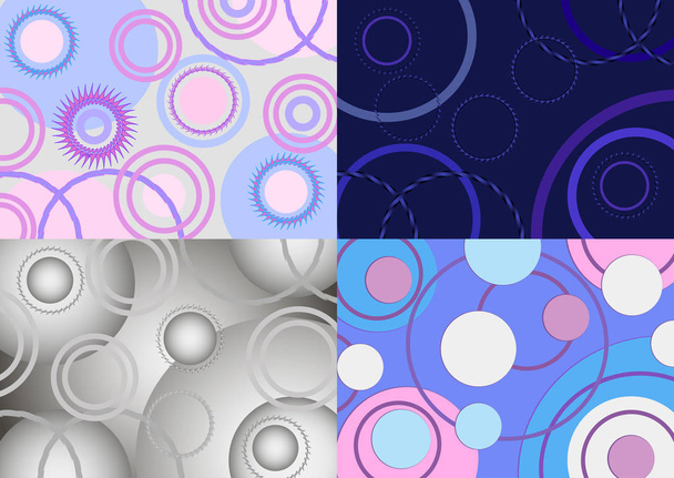 Sada čtyř modré pozadí abstraktní s kruhy - Vektor, obrázek