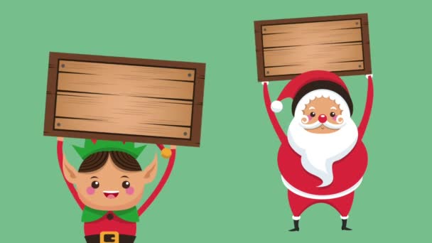Santa and elf christmas cartoons HD animation - Footage, Video