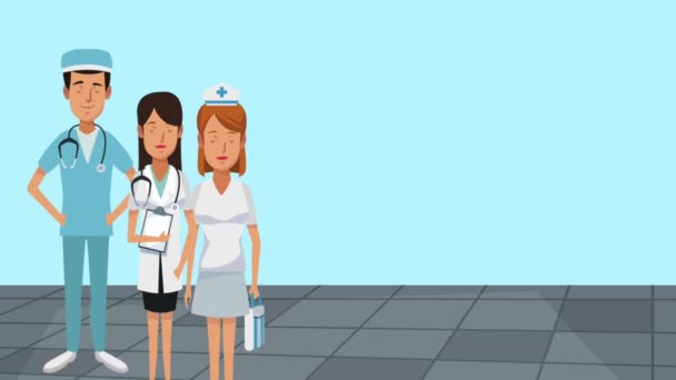 medizinisches Team zeichentrick hd animation - Filmmaterial, Video