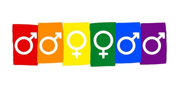 Rainbow gay pride vlajka nápis, Symbol sexuálních menšin, Gayové a lesby, muž a žena - Fotografie, Obrázek