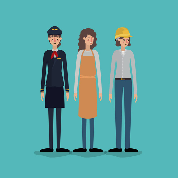 персонажи аватаров группы женщин-рабочих
 - Вектор,изображение