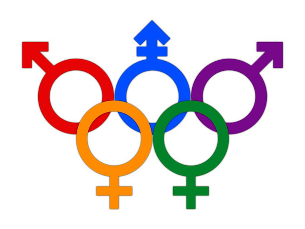 Konzept Olympische Spiele Flagge lbgt Farbe Kreis Homosexuell Symbol Ringe - Foto, Bild