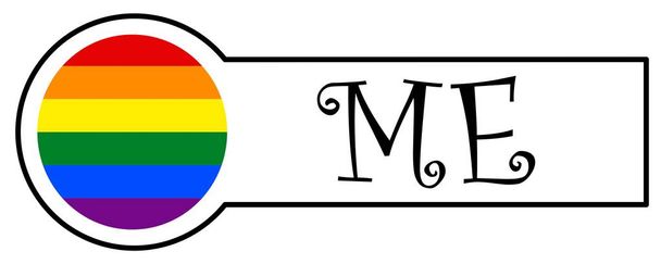 Sticker with Gay Pride Rainbow Flag, ME, on white background - Photo, Image