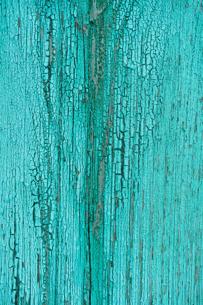 full frame of grungy turquoise wooden texture as background - Photo, Image