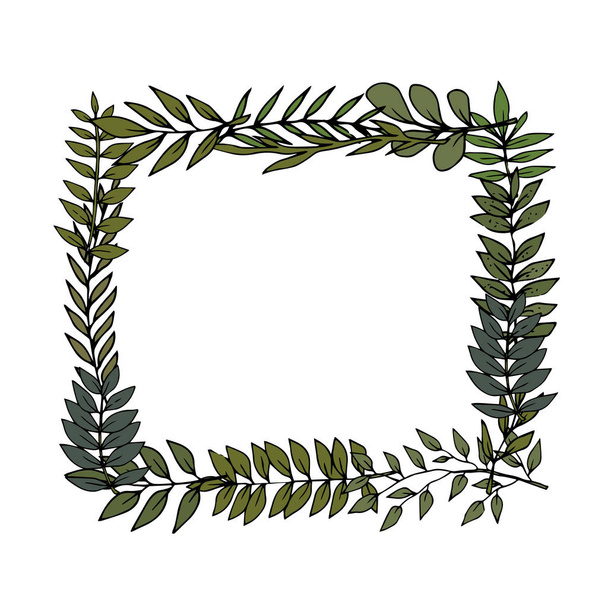 nature green leaves frame - Vector, Imagen