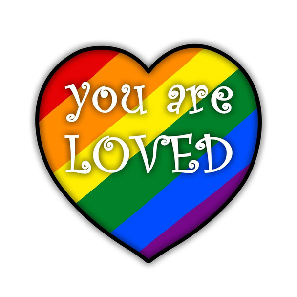 Веселка гей прапор серце, символ сексуальних меншин, геїв і лесбіянок, ви ARE LOVED
 - Фото, зображення