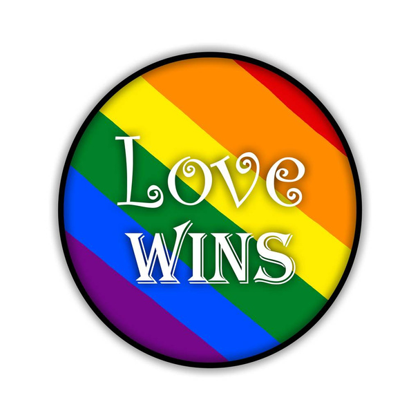 性的少数者、同性愛者、レズビアン、愛勝を象徴する虹のゲイプライド旗丸 - 写真・画像