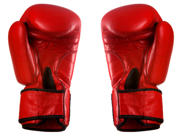 Pair of red leather boxing gloves - Zdjęcie, obraz