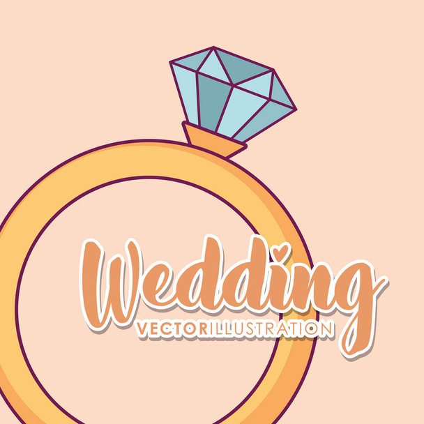 婚約指輪と結婚式カード - ベクター画像