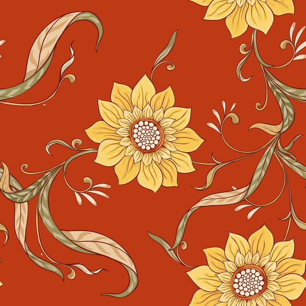 Patrón sin costura floral, fondo en estilo art nouveau, - Vector, imagen