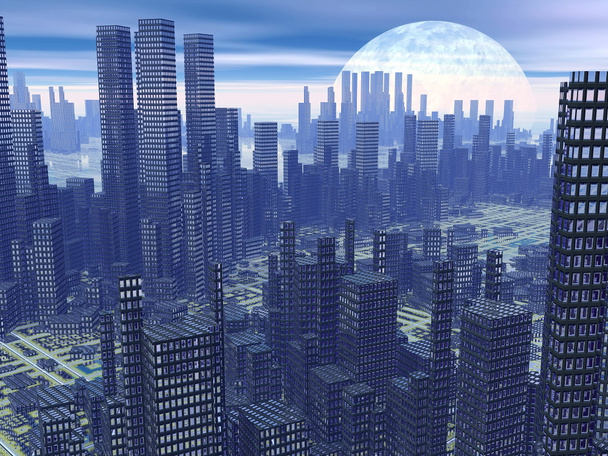 futuristické město - 3d vykreslení - Fotografie, Obrázek