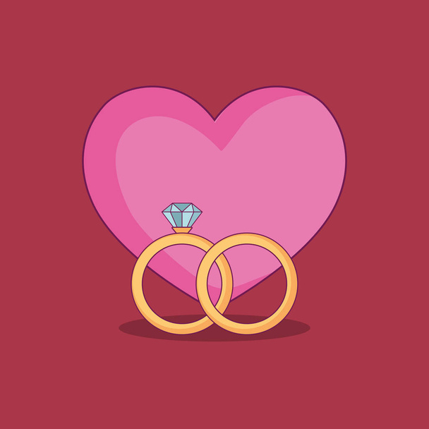 biglietto da sposa con anelli di fidanzamento
 - Vettoriali, immagini