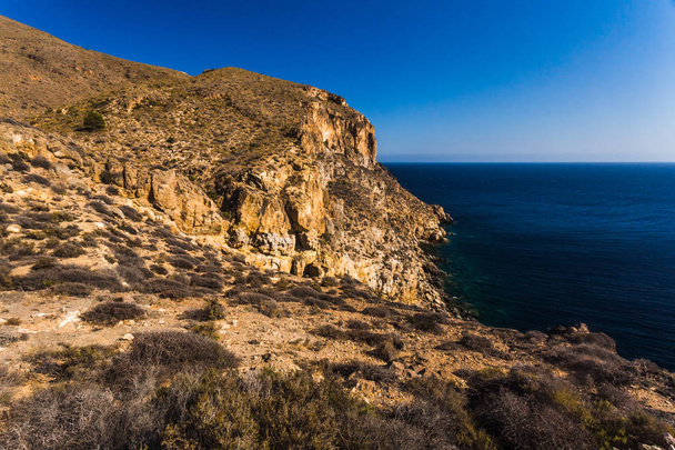View of Cliffs near Torre de Santa Elena in Mediterranean sea, Spain - Foto, Imagen