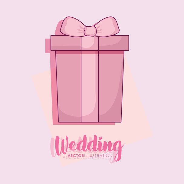 carte de célébration de mariage avec boîte cadeau
 - Vecteur, image