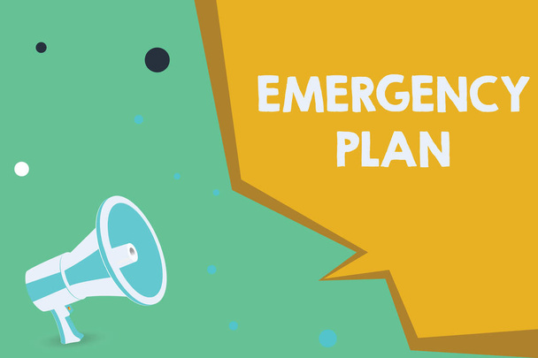 Escritura manual conceptual que muestra el Plan de Emergencia. Exposición de fotos de negocios Procedimientos para responder a emergencias importantes Prepárate
 - Foto, imagen