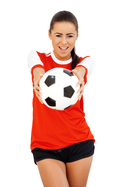 Futbol topu ile mutlu kız - Fotoğraf, Görsel
