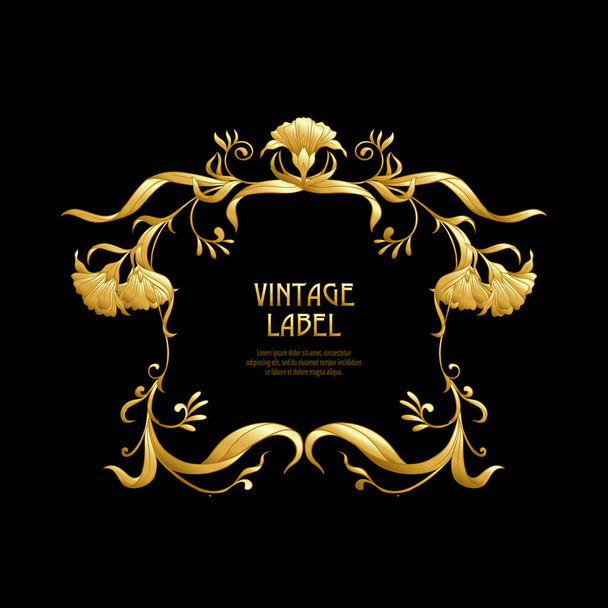 Label for products or cosmetics in art nouveau style, vintage, old, retro style. - Vector, imagen