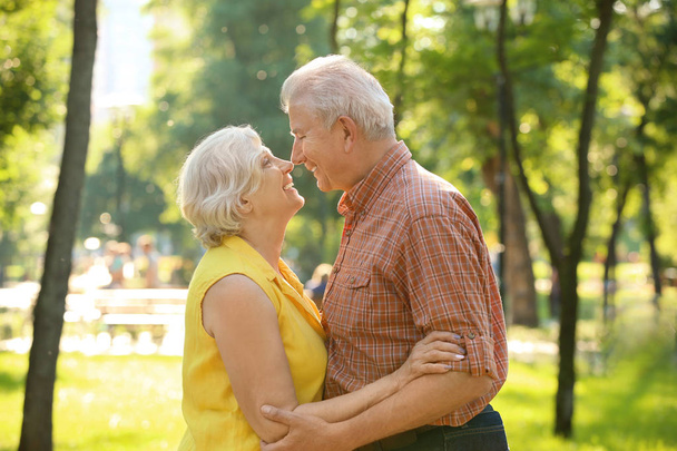 Happy couple d'âge mûr dans le parc de la ville
 - Photo, image