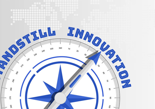 Innovation concept with compass pointing towards text - Vector, Image