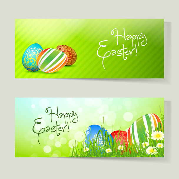 Set of Easter Cards with Eggs - Vector, Imagen