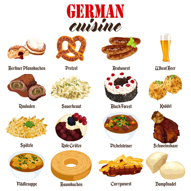 A vector illustration of German Food Cuisine  - Vektori, kuva