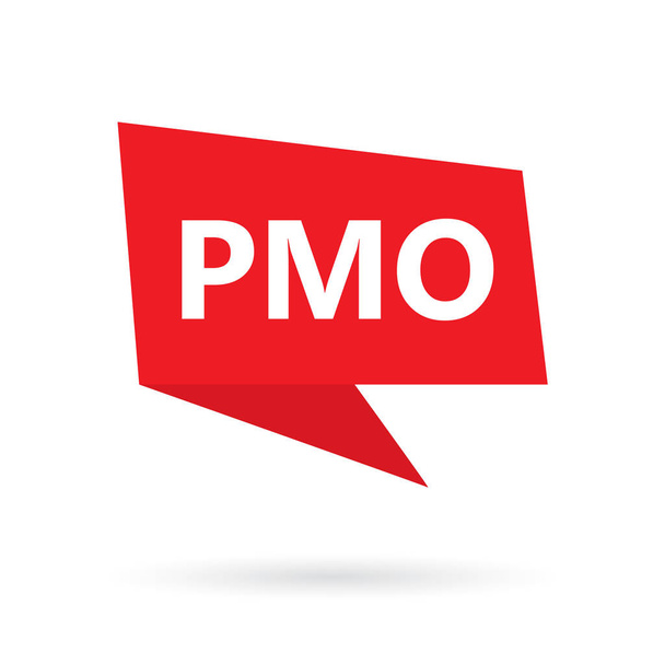 Pmo (プロジェクトマネジメント オフィス) の頭字語音声バブル ベクトル イラスト - ベクター画像