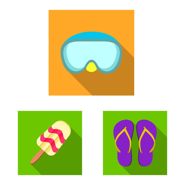 Vector design of equipment and swimming sign. Set of equipment and activity vector icon for stock. - Vector, Image