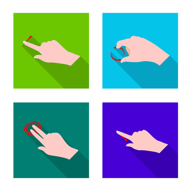 Ilustração vetorial de tela sensível ao toque e ícone de mão. Conjunto de tela sensível ao toque e ícone de vetor de toque para estoque
. - Vetor, Imagem
