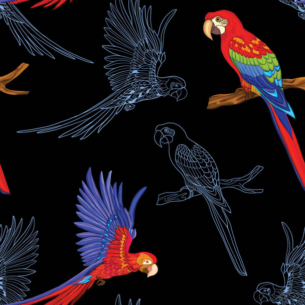 Seamless pattern, background  with birds.  Vector illustration - Vecteur, image