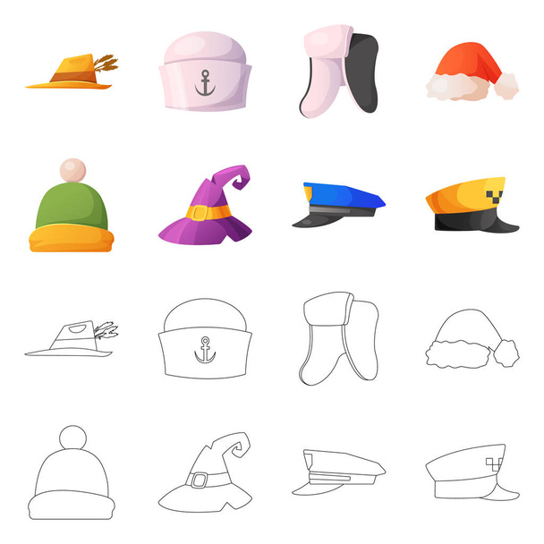 Isolated object of headwear and cap sign. Collection of headwear and accessory vector icon for stock. - Vecteur, image