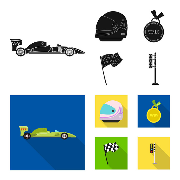 Vector illustration of car and rally symbol. Set of car and race vector icon for stock. - Διάνυσμα, εικόνα