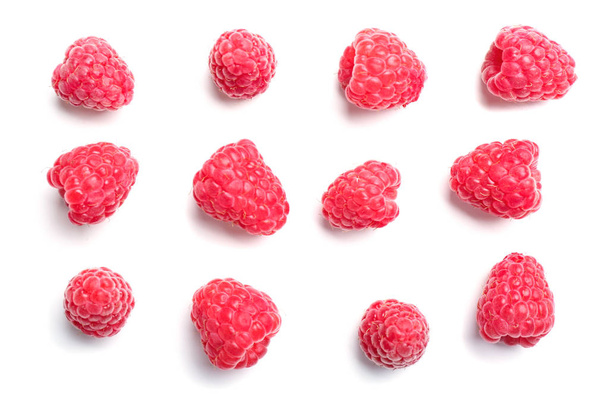 Delicious ripe raspberries on white background - Photo, Image